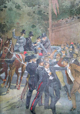 I Carabinieri arrestano l'assassino di Re Umberto I(La Tribuna illustrata della Domenica, 5 agosto 1900)