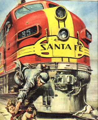 Salvataggio di un bambino sulle ferrovia americana Santa Fe